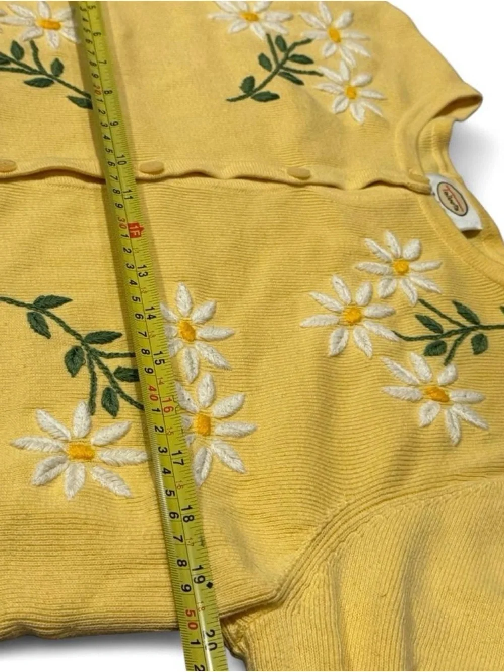 Vintage Talbots Cottagecore Daisy Embroidered Cotton Cardigan M - Picture 7 of 7